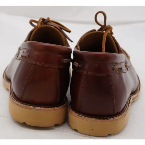 RHODES Tahoe Boat Shoes - Vibram Gumlite Sole Leather Moc Toe Boat Shoes - 13