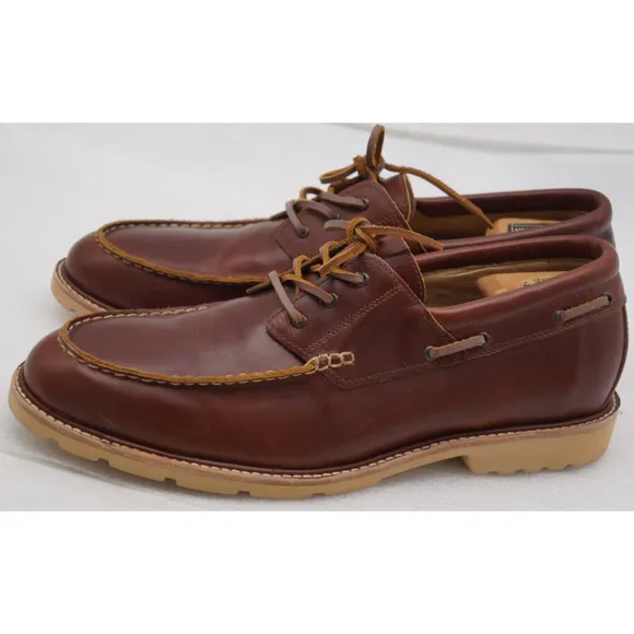 RHODES Tahoe Boat Shoes - Vibram Gumlite Sole Leather Moc Toe Boat Shoes - 13