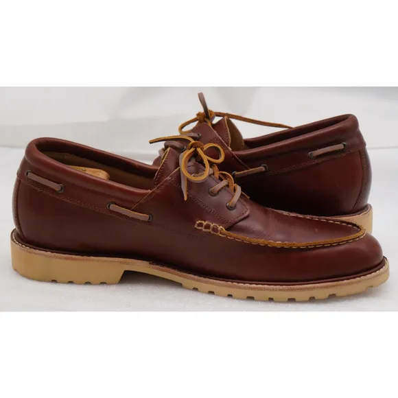 RHODES Tahoe Boat Shoes - Vibram Gumlite Sole Leather Moc Toe Boat Shoes - 13