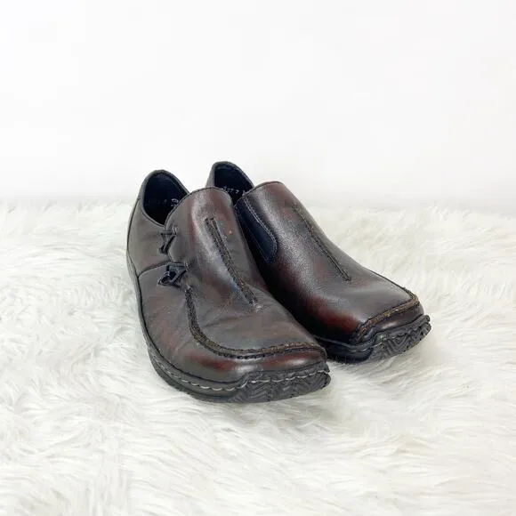 Rieker 39 EU 8 US Womens Brown Leather Celia Antistress Slip-on Comfort Shoes