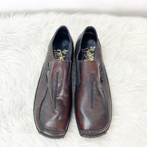 Rieker 39 EU 8 US Womens Brown Leather Celia Antistress Slip-on Comfort Shoes
