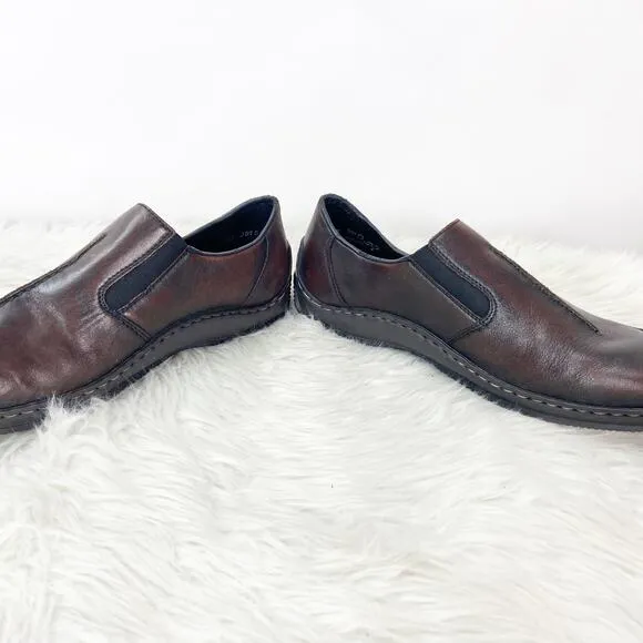Rieker 39 EU 8 US Womens Brown Leather Celia Antistress Slip-on Comfort Shoes