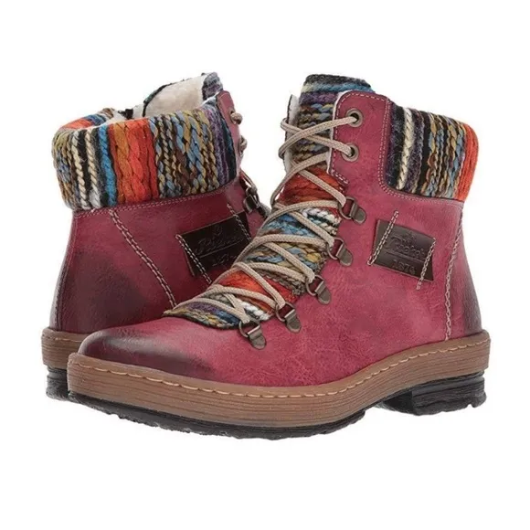 Rieker Felicitas knit top fleece lined comfort winter boots size 38 or 7.5