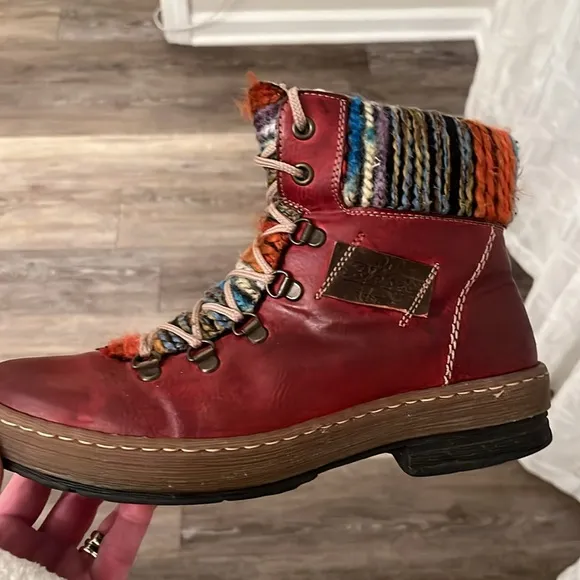 Rieker Felicitas knit top fleece lined comfort winter boots size 38 or 7.5