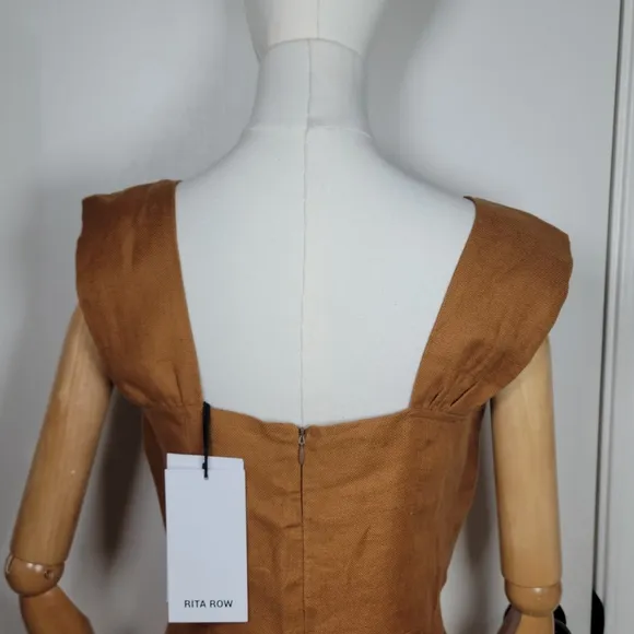 Rita Row Otavia Camel 100% Linen Dress Size Medium