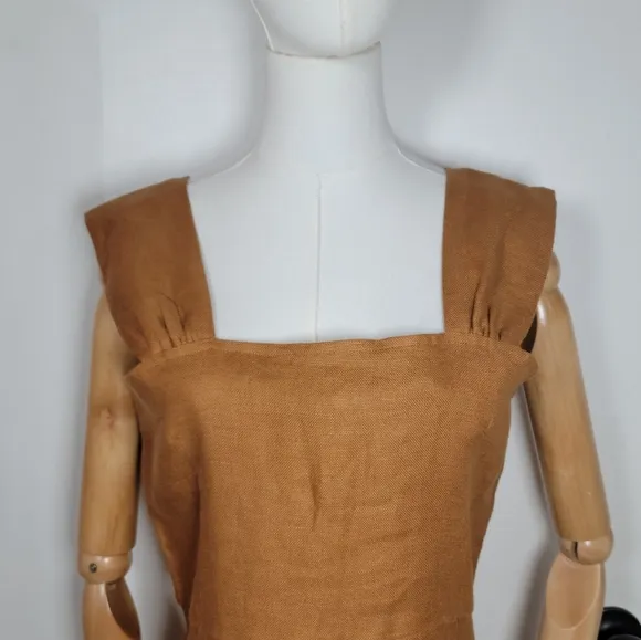 Rita Row Otavia Camel 100% Linen Dress Size Medium