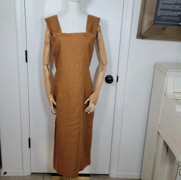 Rita Row Otavia Camel 100% Linen Dress Size Medium