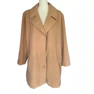 Roaman’s Wool Blend Camel Tan Beige Mid Length Coat Women Size 22W