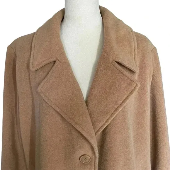 Roaman’s Wool Blend Camel Tan Beige Mid Length Coat Women Size 22W