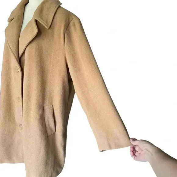 Roaman’s Wool Blend Camel Tan Beige Mid Length Coat Women Size 22W