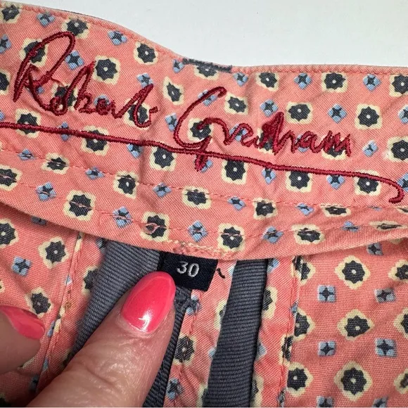 Robert Graham Flat Front Chino Shorts Pink Flip Cuff Preppy Classic Pride