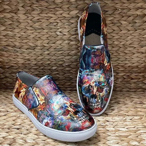 Robert Graham Morcilla Abstract Skull Slip On Shoes Mens 11.5