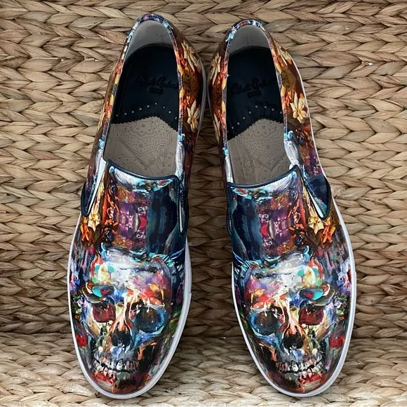 Robert Graham Morcilla Abstract Skull Slip On Shoes Mens 11.5