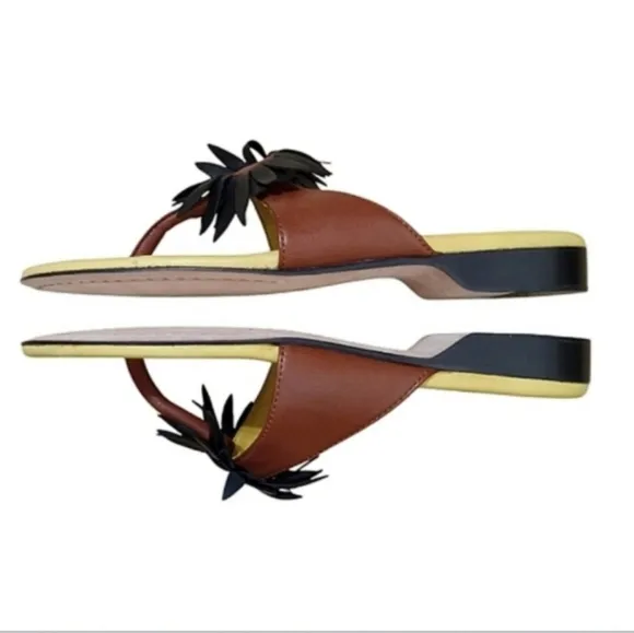 Robert Zur Sunflower Sandals in Black and Luggage Leather Open Toe Thong