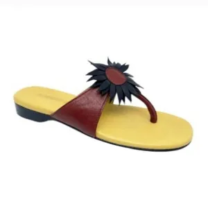 Robert Zur Sunflower Sandals in Black and Luggage Leather Open Toe Thong