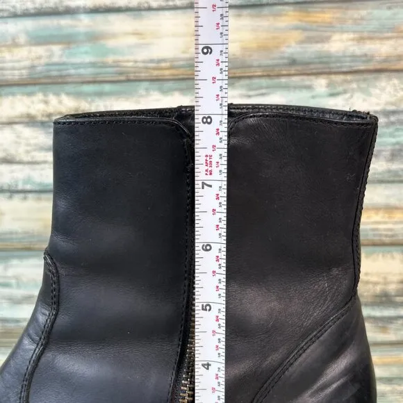 Rockport Mens Sz 11.5M Ankle Boots Black Leather Fashion Moto Biker Zip Casual