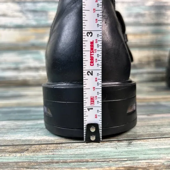 Rockport Mens Sz 11.5M Ankle Boots Black Leather Fashion Moto Biker Zip Casual