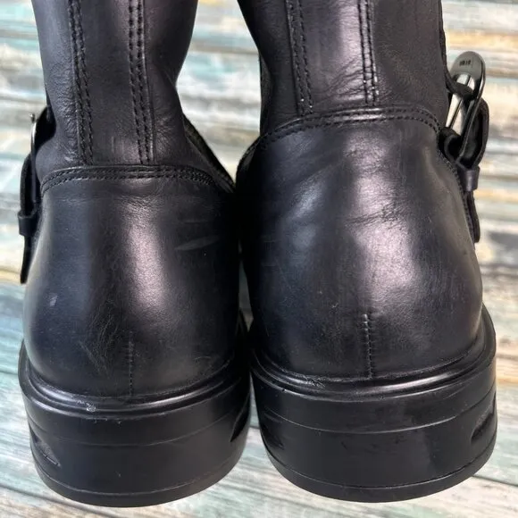 Rockport Mens Sz 11.5M Ankle Boots Black Leather Fashion Moto Biker Zip Casual