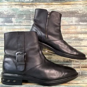 Rockport Mens Sz 11.5M Ankle Boots Black Leather Fashion Moto Biker Zip Casual