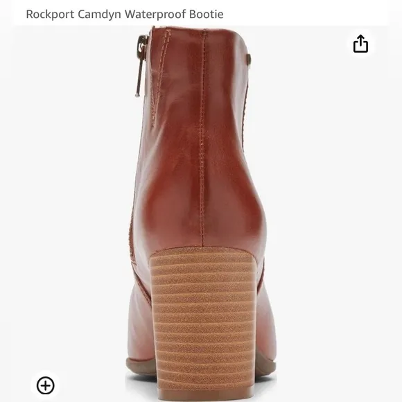 Rockport Women’s Camdyn Leather Waterproof Pointed Toe Side Zip Booties-Sz 6