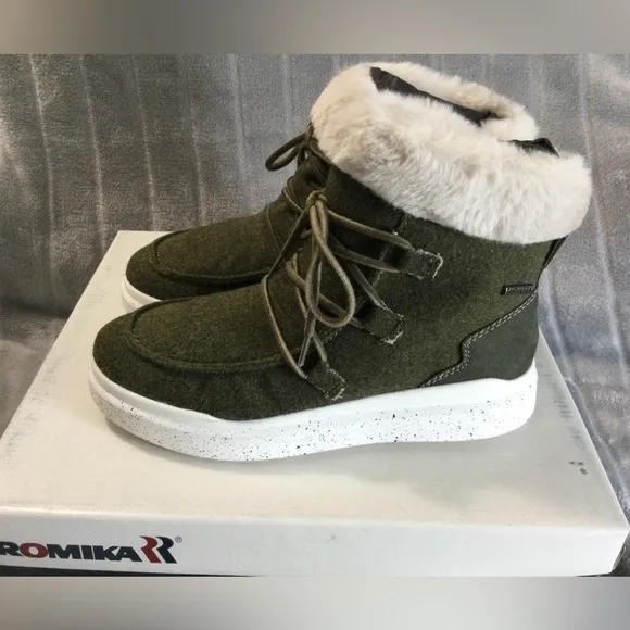 Romika Helsinki 01 Olive Faux Fur Boot Sneaker EU 36 US 5 to 5.5