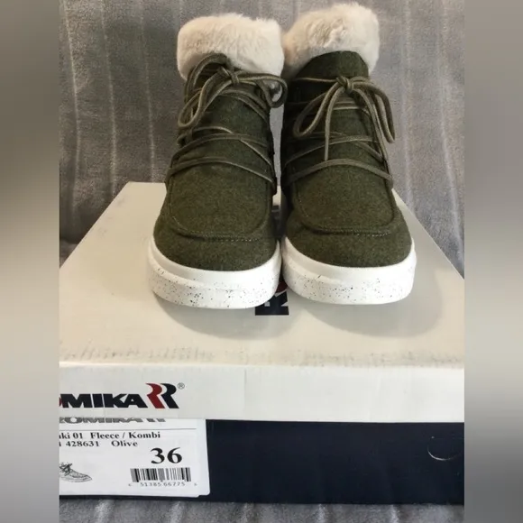 Romika Helsinki 01 Olive Faux Fur Boot Sneaker EU 36 US 5 to 5.5