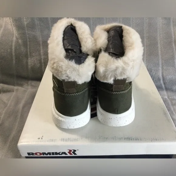 Romika Helsinki 01 Olive Faux Fur Boot Sneaker EU 36 US 5 to 5.5