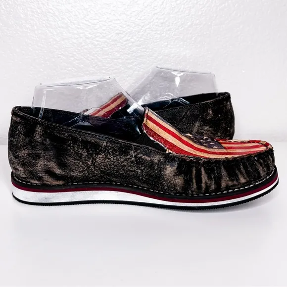 Roper American Flag Americana Distressed‎ Slip On Leather Sneakers Size 7.5