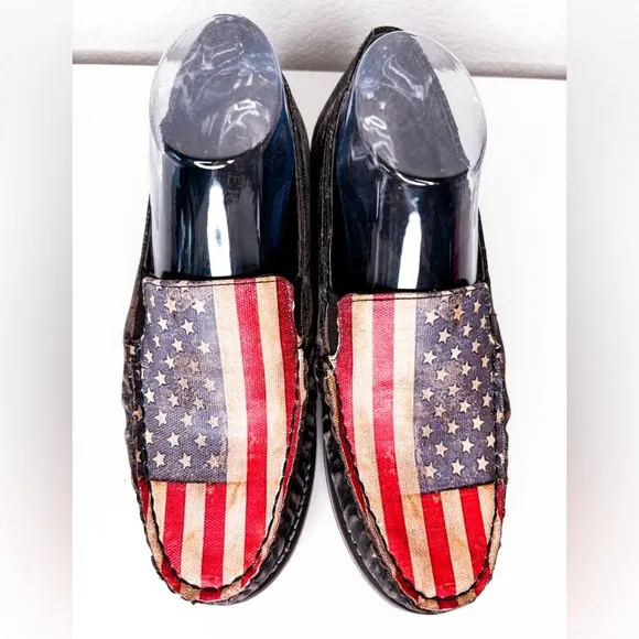 Roper American Flag Americana Distressed‎ Slip On Leather Sneakers Size 7.5