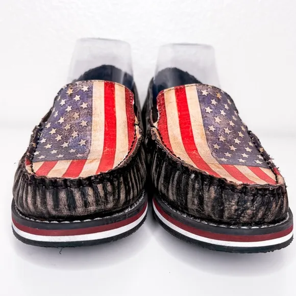 Roper American Flag Americana Distressed‎ Slip On Leather Sneakers Size 7.5