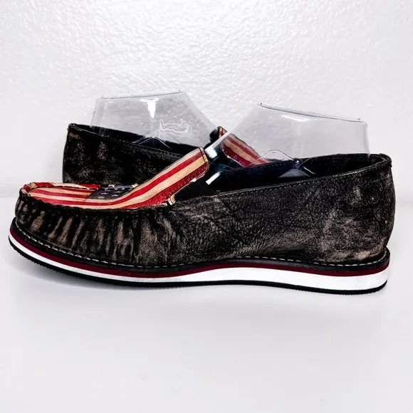 Roper American Flag Americana Distressed‎ Slip On Leather Sneakers Size 7.5