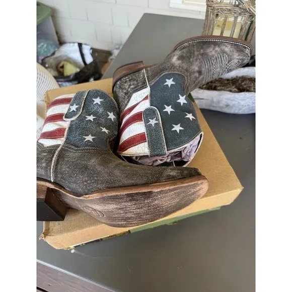ROPER Women's Size 11 American Beauty Flag Distressed Cowboy Cowgirl Boots