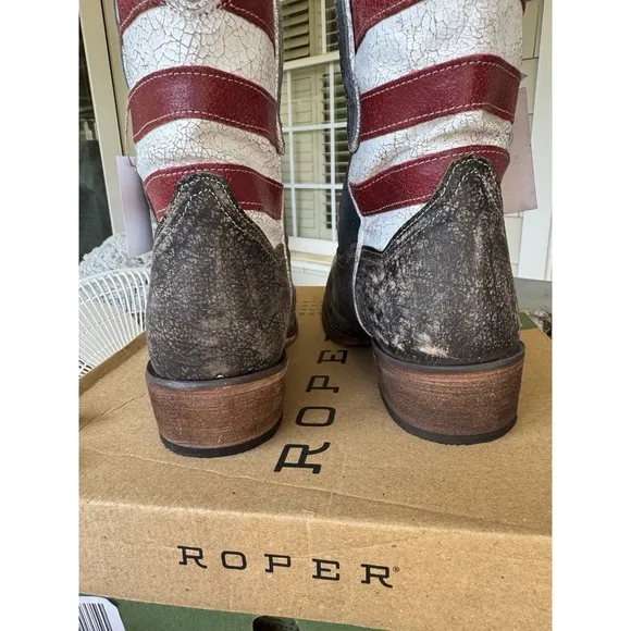 ROPER Women's Size 11 American Beauty Flag Distressed Cowboy Cowgirl Boots