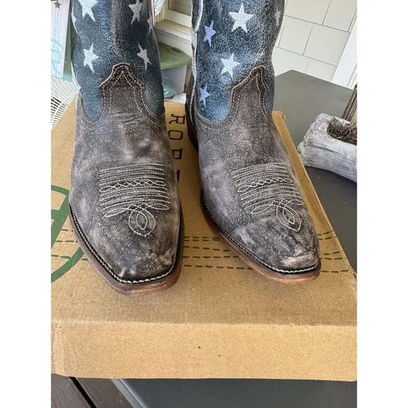 ROPER Women's Size 11 American Beauty Flag Distressed Cowboy Cowgirl Boots