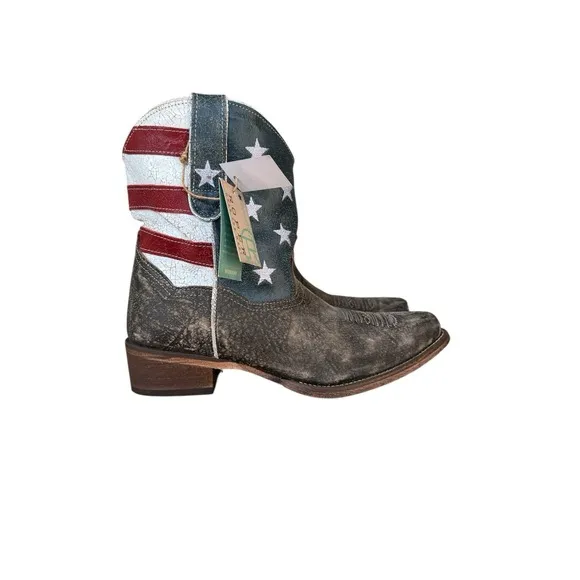 ROPER Women's Size 11 American Beauty Flag Distressed Cowboy Cowgirl Boots