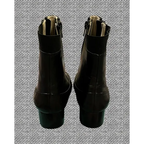 Ros Hommerson Rio Ankle Boots Black Calf Leather Double Front Zipper Sz 10M New