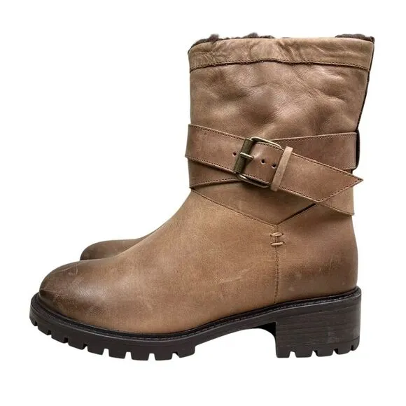 Ross‎ &amp; Snow Womens Boots Cristiana Leather Lamb Snow Waterproof Fur Lining Sz 7