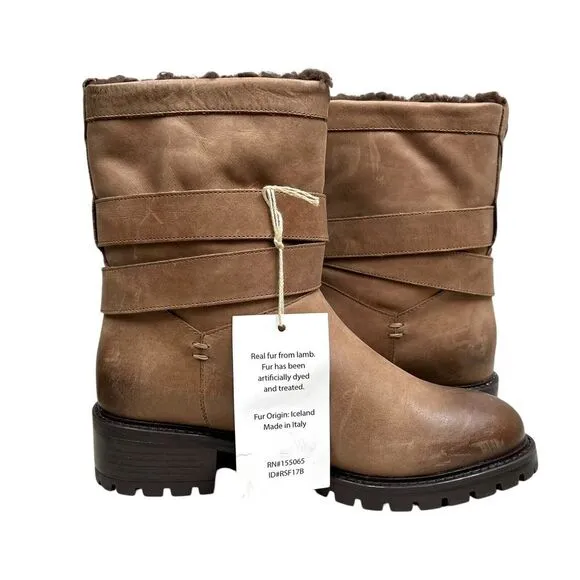 Ross‎ &amp; Snow Womens Boots Cristiana Leather Lamb Snow Waterproof Fur Lining Sz 7