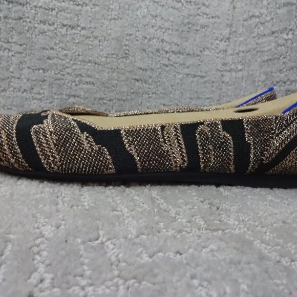 Rothy’s The Flat Golden Shimmer Rounded Toe Slip On Flat Shoes Women's Size 7.5