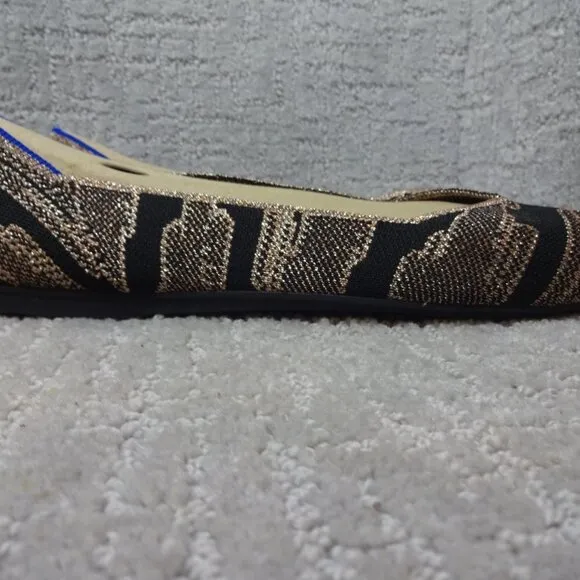Rothy’s The Flat Golden Shimmer Rounded Toe Slip On Flat Shoes Women's Size 7.5