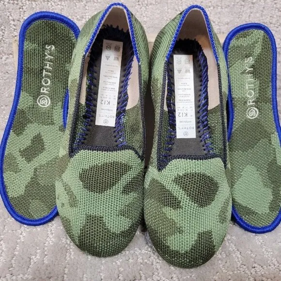 Rothy's The Flat Toddler Kid's Size 12 US Olive Camo Round Toe Slip on Shoes.