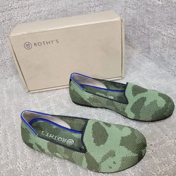 Rothy's The Flat Toddler Kid's Size 12 US Olive Camo Round Toe Slip on Shoes.