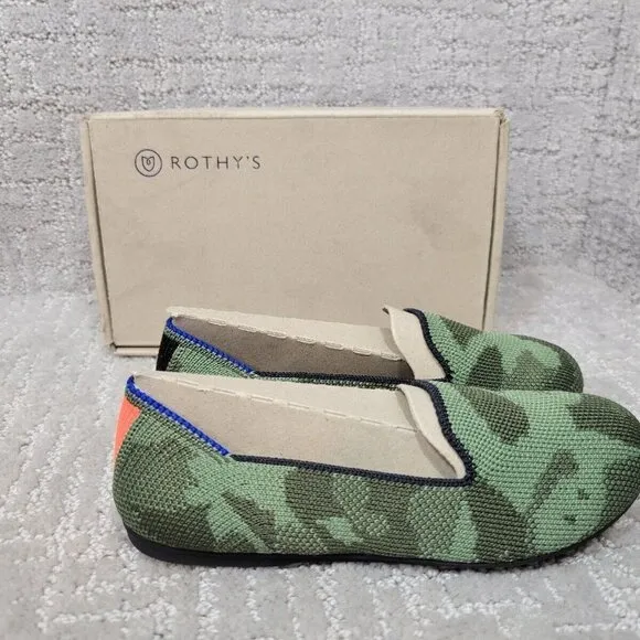 Rothy's The Flat Toddler Kid's Size 12 US Olive Camo Round Toe Slip on Shoes.