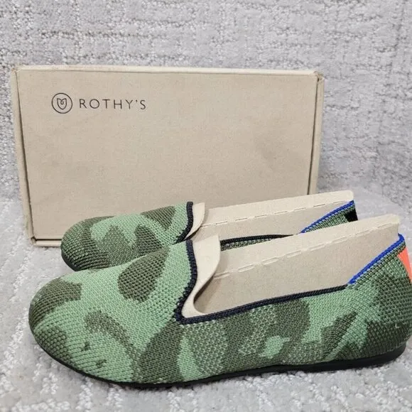 Rothy's The Flat Toddler Kid's Size 12 US Olive Camo Round Toe Slip on Shoes.
