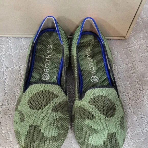 Rothy's The Flat Toddler Kid's Size 12 US Olive Camo Round Toe Slip on Shoes.