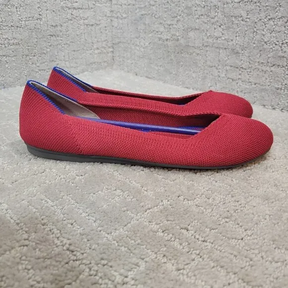 Rothys The Flat Women's Size 6 US Scooter Red Round Toe Slip-on Flat Shoes