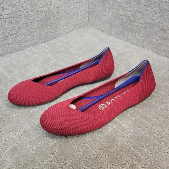 Rothys The Flat Women's Size 6 US Scooter Red Round Toe Slip-on Flat Shoes