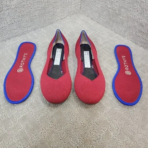Rothys The Flat Women's Size 6 US Scooter Red Round Toe Slip-on Flat Shoes