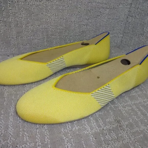 Rothys The Flat Womens Size 8.5 US Lemon Stripe Round Toe Slip On Shoes