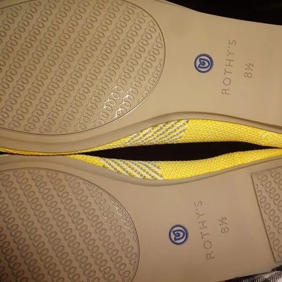 Rothys The Flat Womens Size 8.5 US Lemon Stripe Round Toe Slip On Shoes
